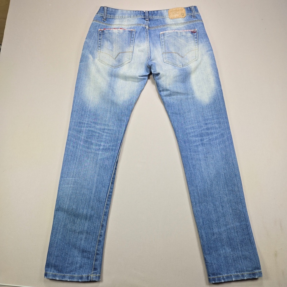 Cotton & Silk Jeans Distressed Straight Leg Medium Wash Blue Mens Size 50 IT - Picture 2 of 15